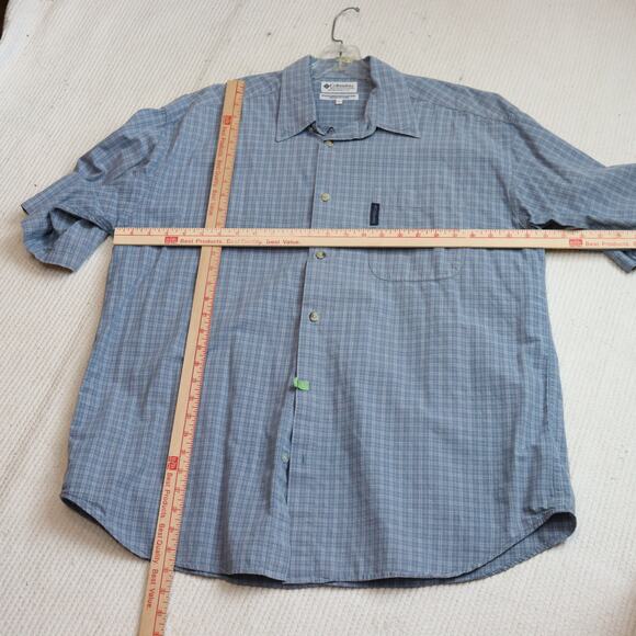 Columbia XL Short Sleeve Button-Up Shirt Blue Plaid Cotton - Picture 3 of 8